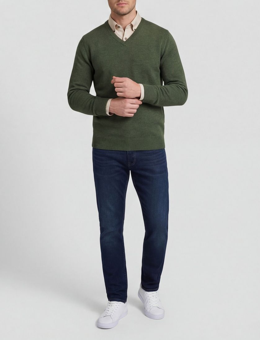 Alan Paine trui groen lamswol v-hals