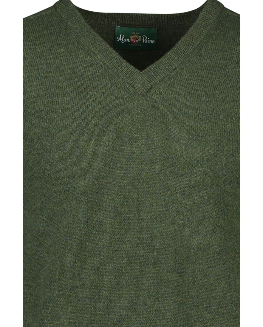 Alan Paine pullover groen lamswol v-hals