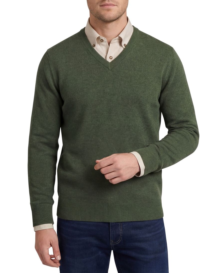Alan Paine pullover groen lamswol v-hals