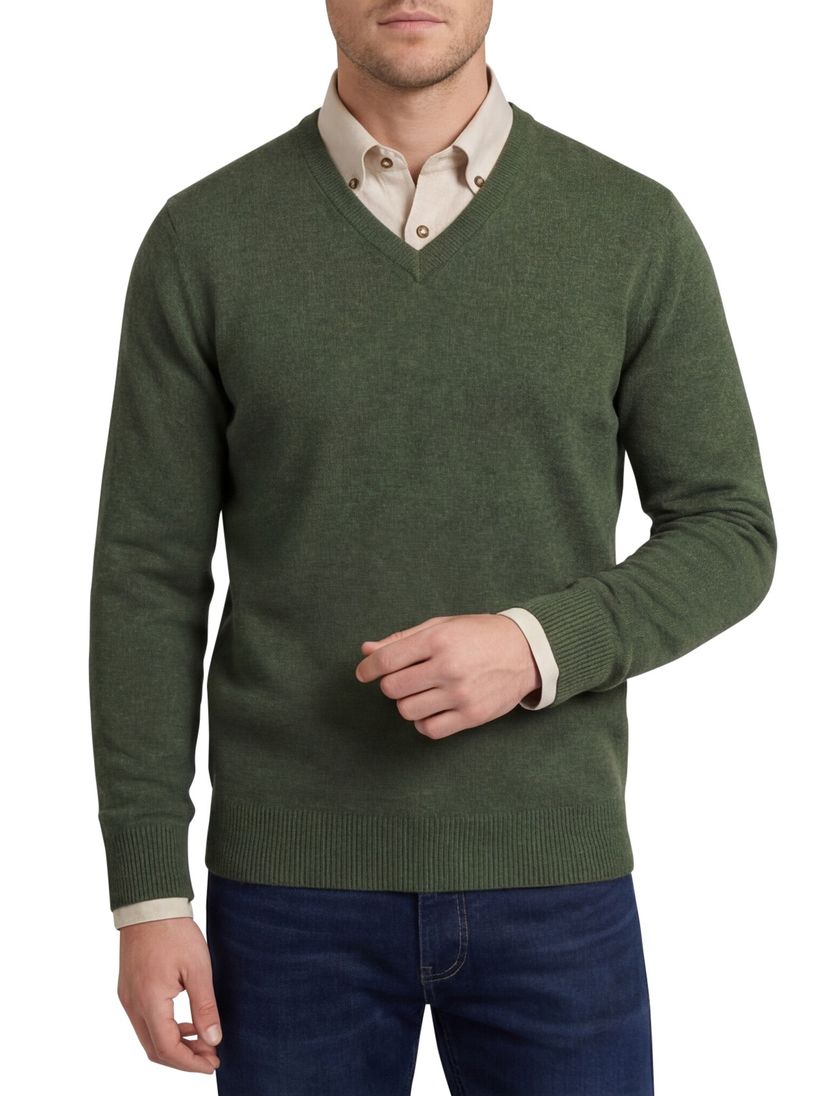 Alan Paine trui groen lamswol v-hals