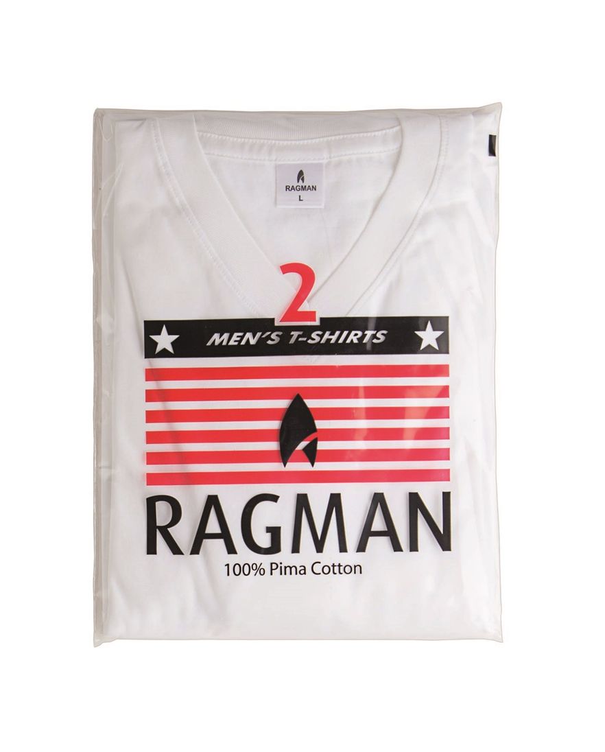 Two-pack t-shirt Ragman wit v-hals