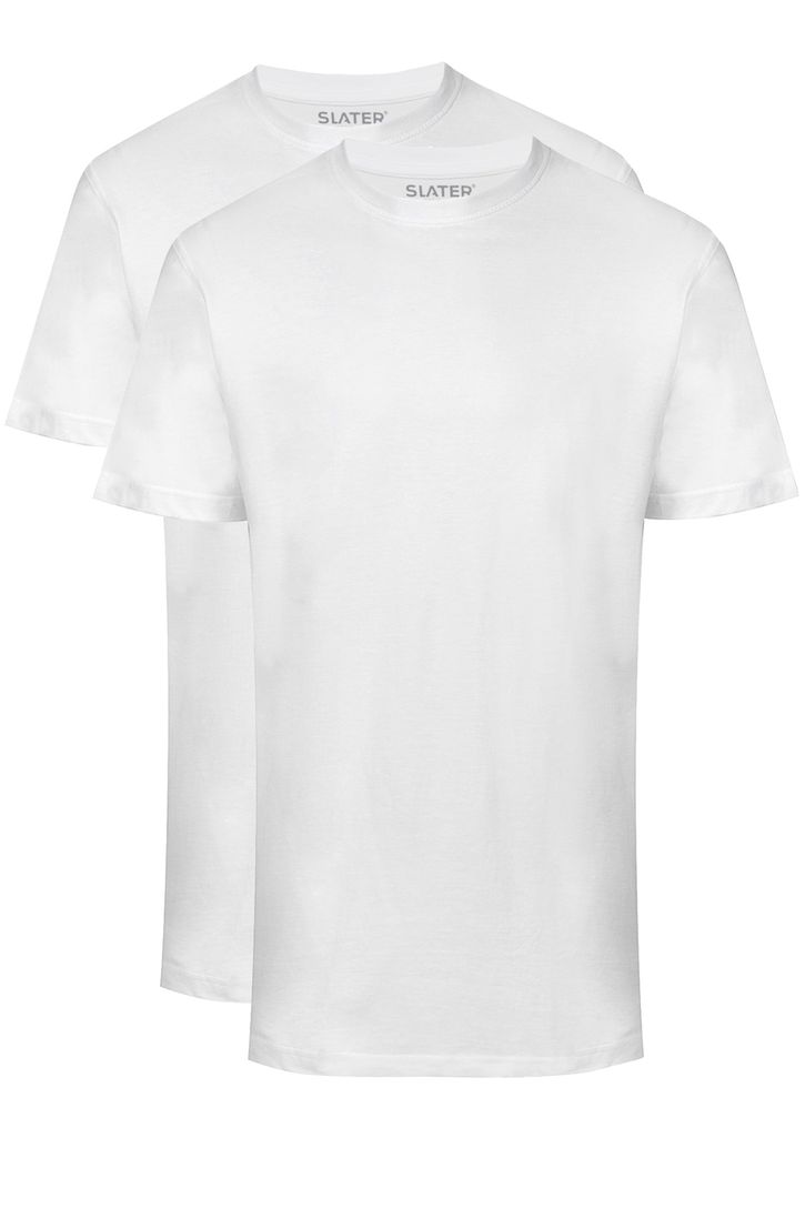 2-pack ronde hals Slater t-shirt effen katoen wit