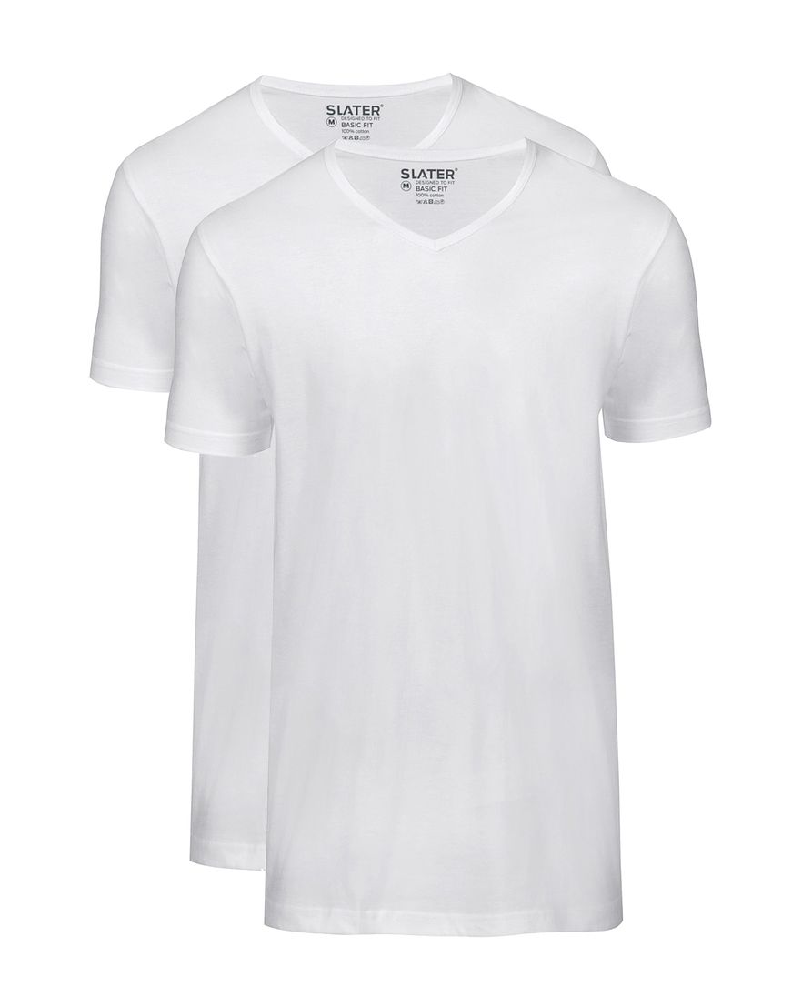Slater v-hals t-shirt wit 2-pack