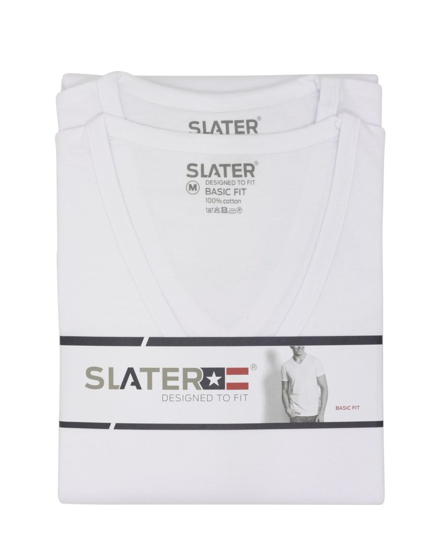 Slater v-hals t-shirt wit 2-pack