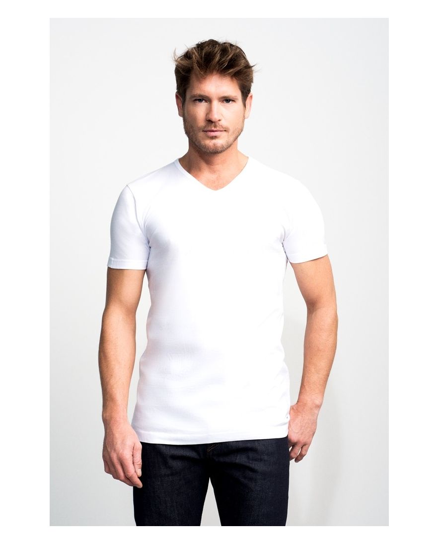 Slater v-hals t-shirt wit 2-pack