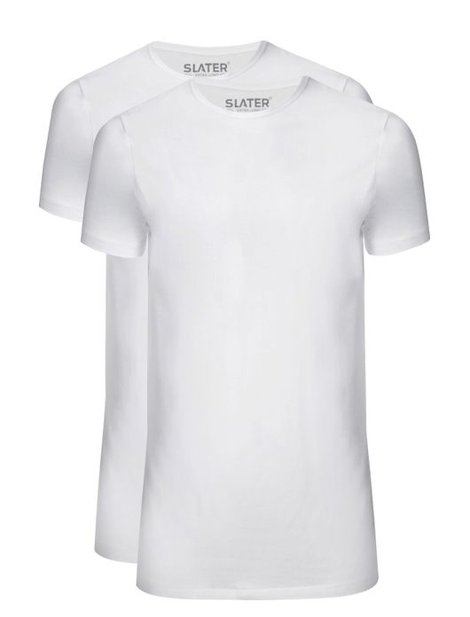 T-shirt KM ml 7 Slater effen katoen wit