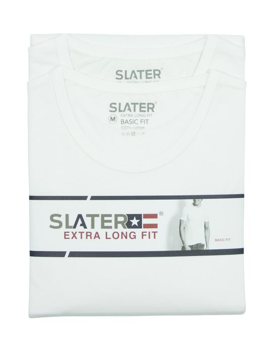 T-shirt KM ml 7 Slater effen katoen wit