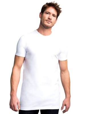 Slater Slater T-shirt smalle boord wit extra lang 2-pack