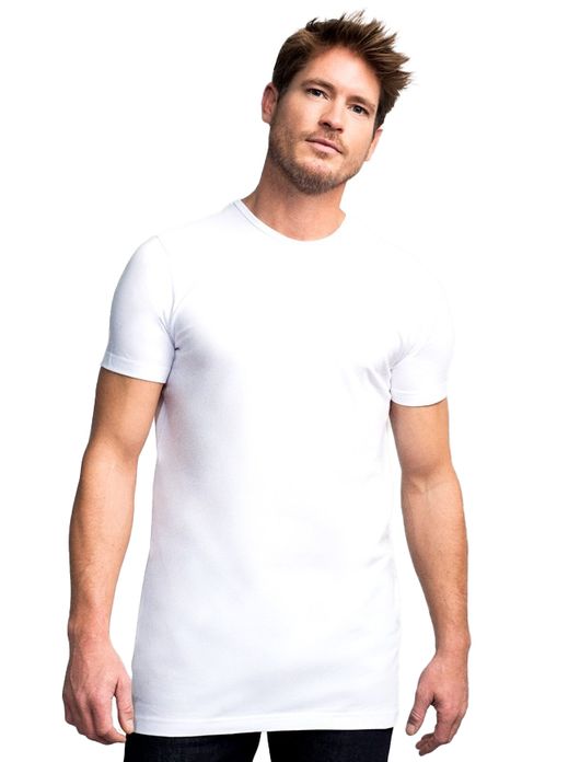 T-shirt KM ml 7 Slater effen katoen wit