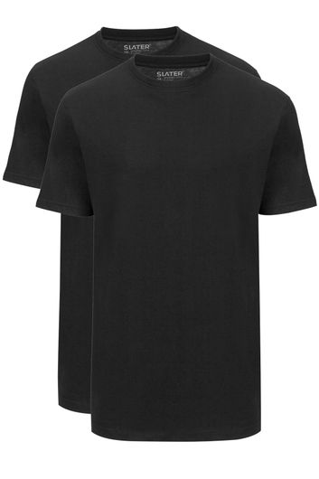 Slater t-shirt zwart Basic ronde hals 2-pack
