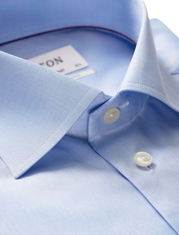 Eton overhemd mouwlengte 7 Contemporary Fit normale fit lichtblauw effen katoen