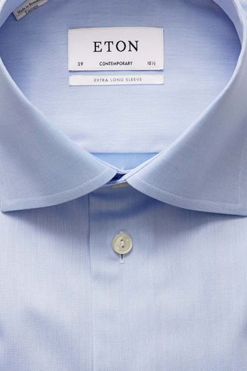 overhemd mouwlengte 7 Eton Contemporary Fit lichtblauw effen katoen normale fit 