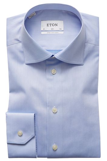 Eton overhemd mouwlengte 7 Slim Fit slim fit lichtblauw effen katoen