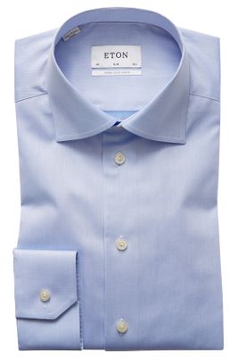 Eton Eton overhemd mouwlengte 7 Slim Fit slim fit lichtblauw effen katoen