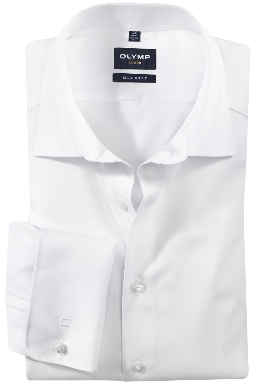 Overhemd Olymp kreukvrij wit dubbele manchet strijkvrij