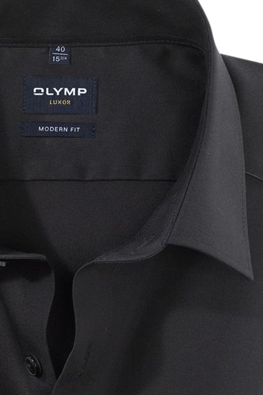 Olymp overhemd zakelijk Luxor Modern Fit normale fit zwart effen