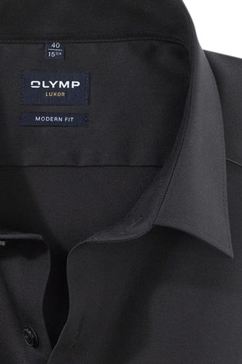 Zakelijk Olymp overhemd Luxor Modern Fit normale fit zwart uni