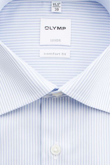 Olymp business overhemd Luxor Comfort Fit normale fit lichtblauw gestreept katoen