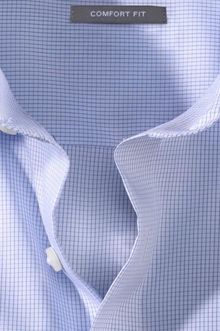 Olymp overhemd blauw ruit regular fit strijkvrij