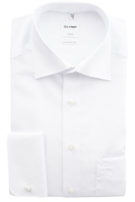Olymp Olymp overhemd wit dubbele manchet strijkvrij