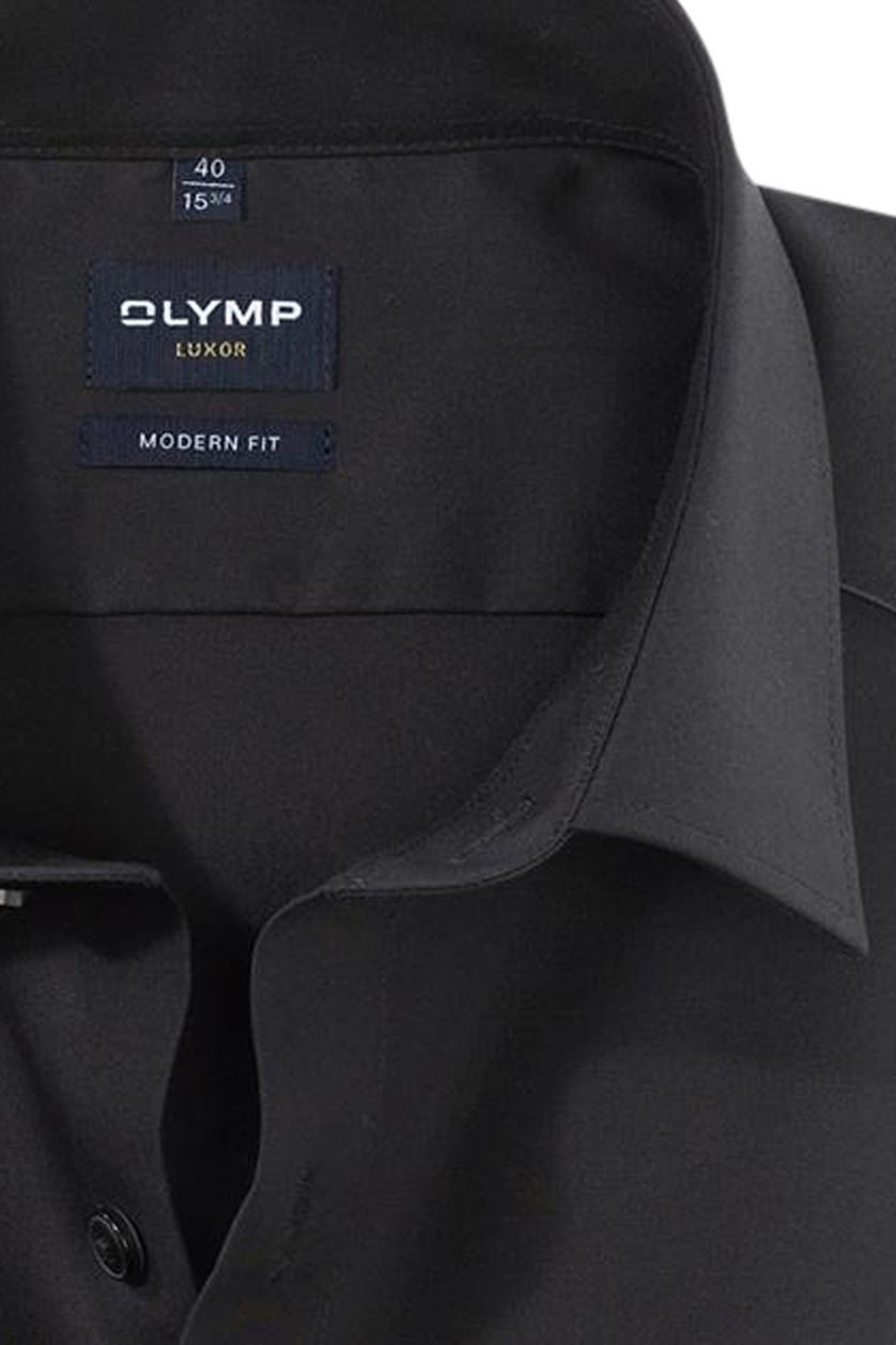 Olymp overhemd Modern Fit zwart uni