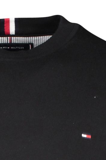 Big & Tall trui Tommy Hilfiger zwart effen katoen ronde hals 