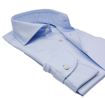 Profuomo overhemd mouwlengte 7 slim fit lichtblauw effen katoen