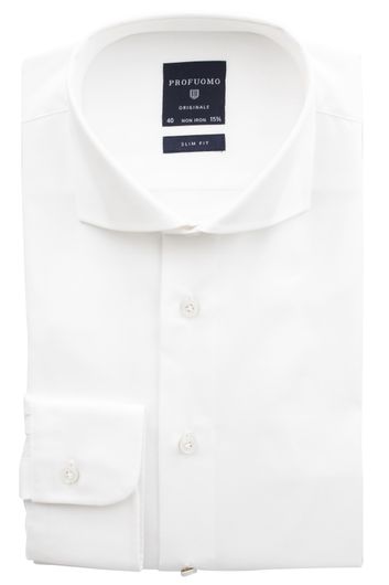 Overhemd Profuomo slim fit wit strijkvrij