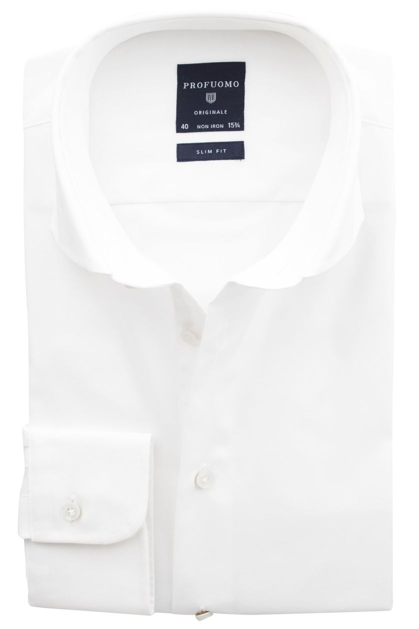 Overhemd Profuomo slim fit wit strijkvrij