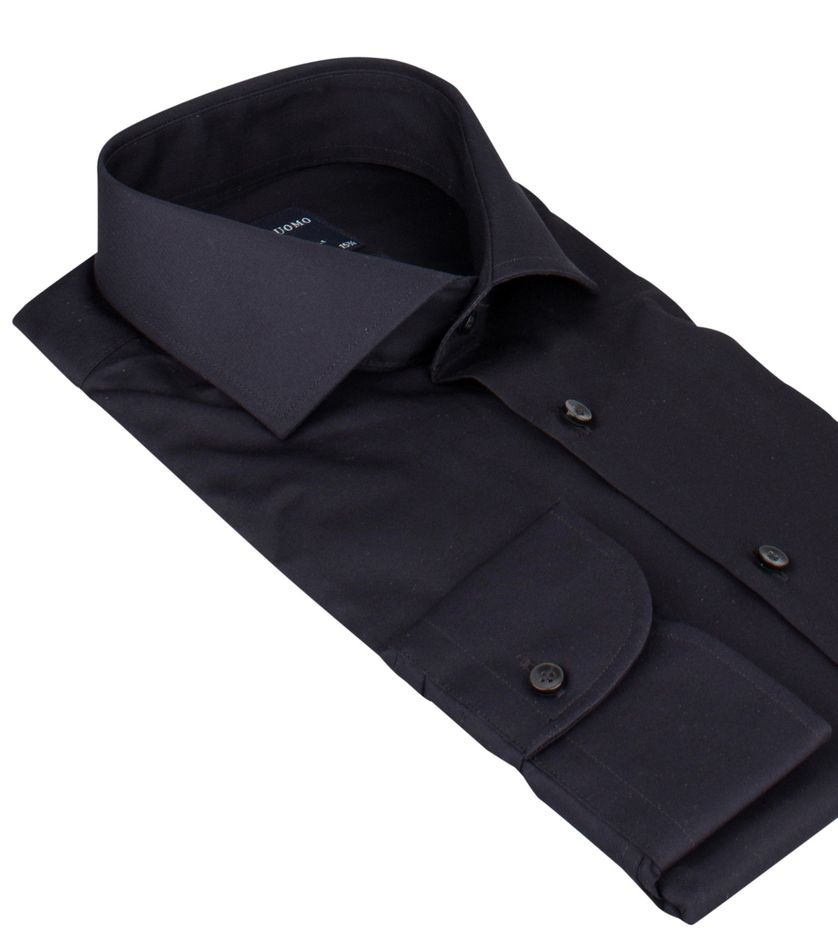 Overhemd Profuomo slim fit zwart strijkvrij