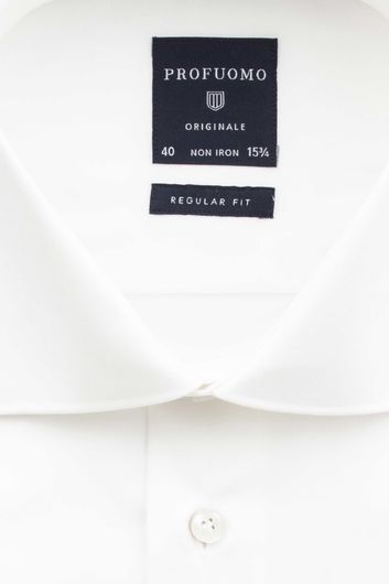 Overhemd Profuomo wit strijkvrij regular fit
