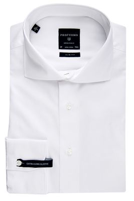 Profuomo overhemd mouwlengte 7 Profuomo Originale wit effen katoen slim fit 