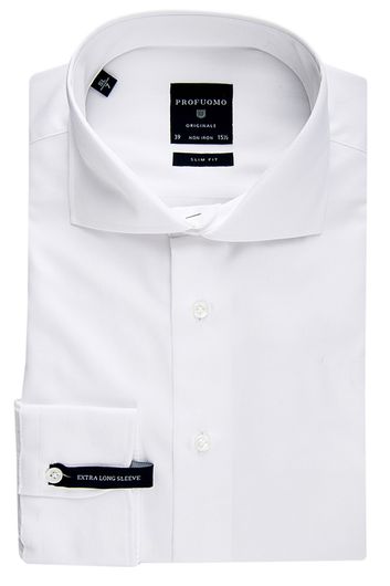 Profuomo overhemd mouwlengte 7 Originale slim fit wit effen katoen