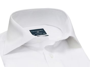 overhemd mouwlengte 7 Profuomo Originale wit effen katoen slim fit 