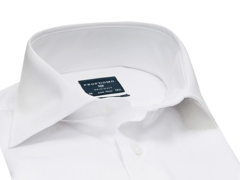 Profuomo overhemd mouwlengte 7 Originale wit effen katoen slim fit