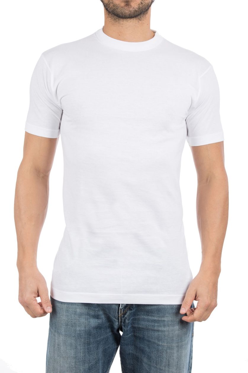 Alan Red t-shirt effen katoen wit ronde hals 2-pack