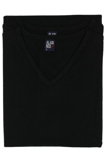 Alan Red zwart t-shirt v-hals 2 stuks katoen
