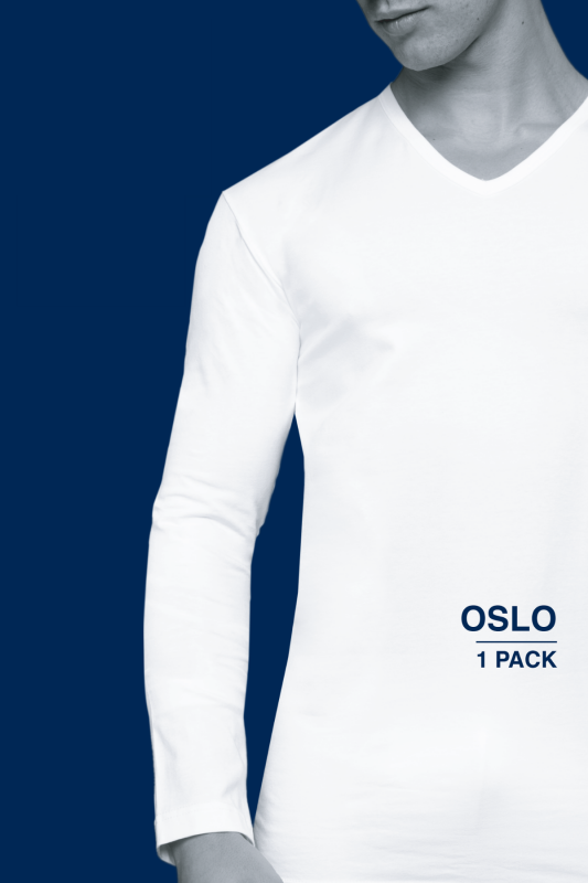Alan Red t-shirt effen katoen wit Oslo v hals