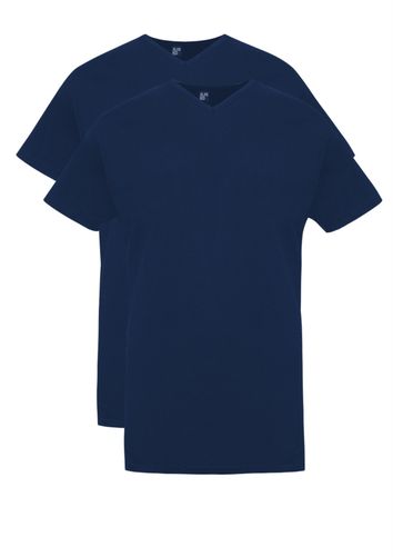 T-shirt KM ml 7 Alan Red effen katoen donkerblauw