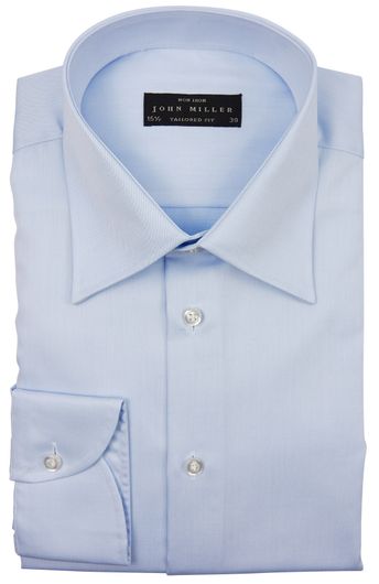 Lichtblauw uni overhemd John Miller Tailored Fit 100% katoen