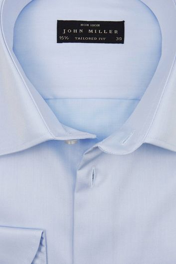 Lichtblauw uni overhemd John Miller Tailored Fit 100% katoen