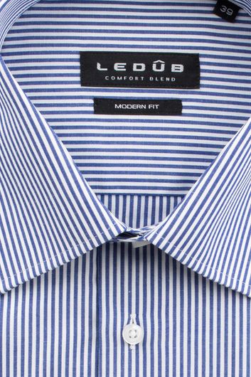 Ledub overhemd classic streep wit midden blauw