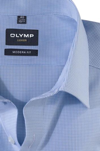 Olymp overhemd mouwlengte 7  zakelijke ruit blauw