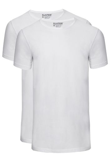 Slater t-shirts two-pack wit basic fit ronde hals