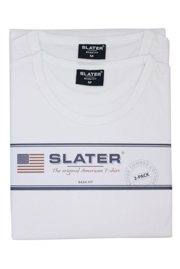 Slater t-shirt wit effen katoen