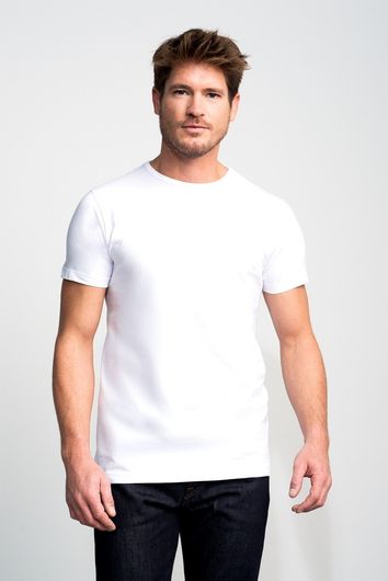 Slater t-shirts two-pack wit basic fit ronde hals