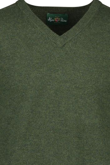 Alan Paine pullover groen lamswol v-hals