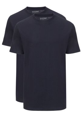 Slater Slater t-shirt effen katoen donkerblauw 