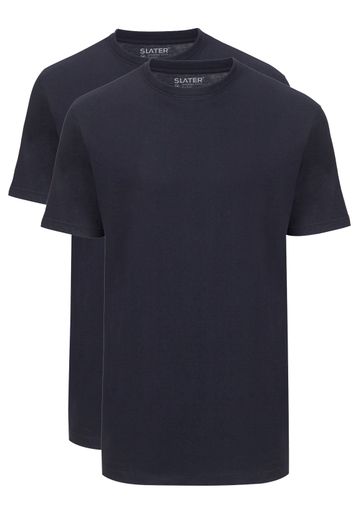 Slater t-shirts marine two-pack 100% katoen ronde hals