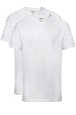 Slater T-shirts Slater wit 2 stuks wit v-hals katoen